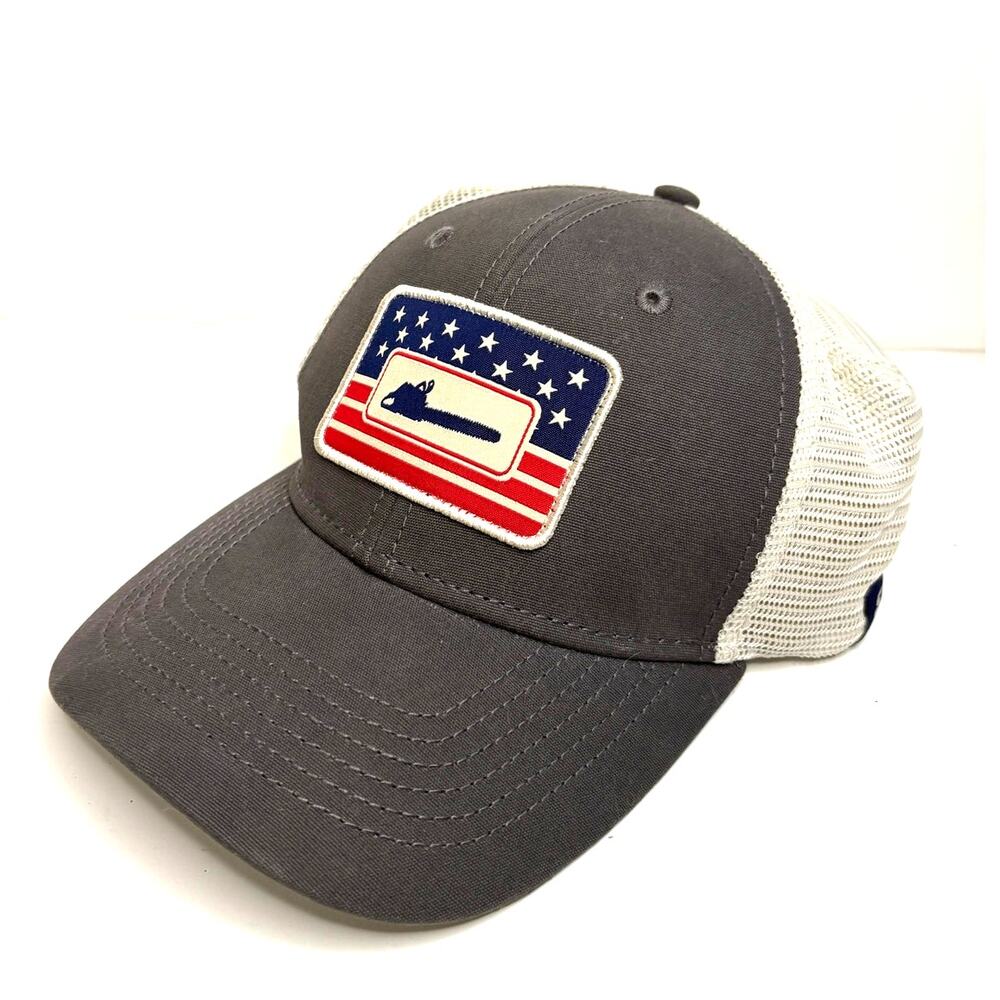 STIHL Chainsaw Gray Snapback Hat American Flag Mesh Back Trucker Cap New